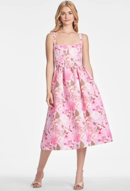 Floral Pink Square Neck Dress