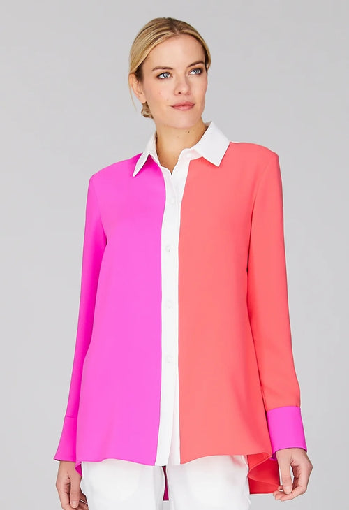 Half and half colored blouse