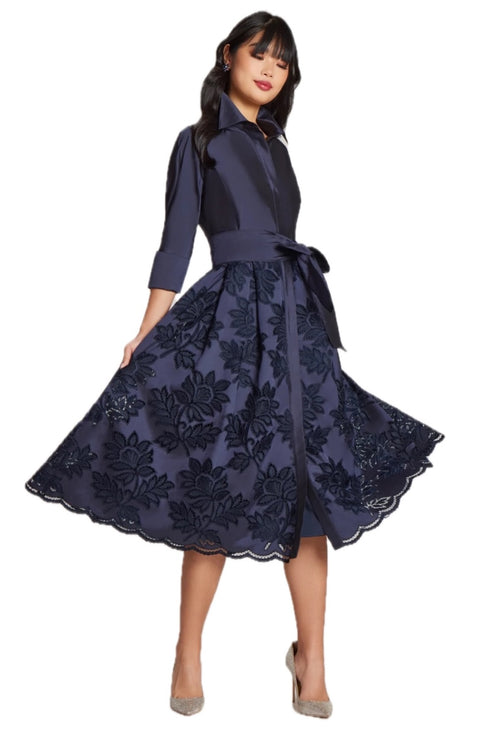 Elegant Navy Tea Length Dress